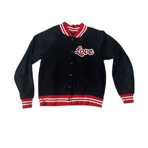 Justice Girl's Black and Red Snap-Up Love Jacket